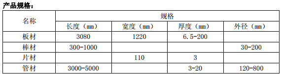 高分子聚乙稀規(guī)格